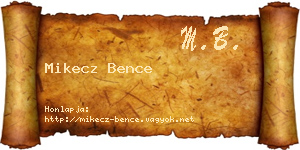Mikecz Bence névjegykártya
